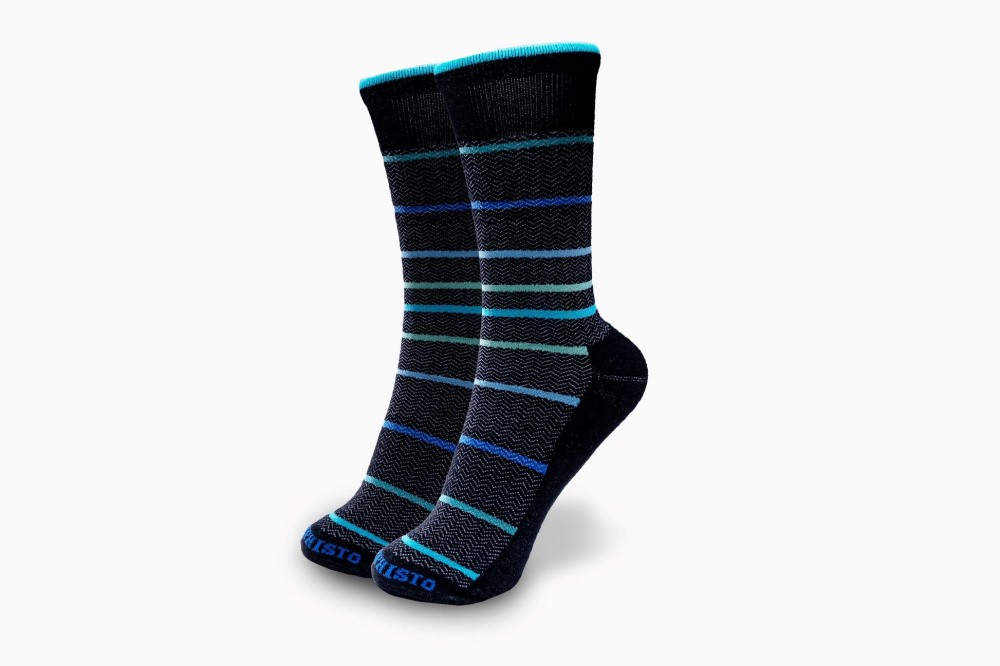 Mephisto Herringbone Stripe Sock - BLACK