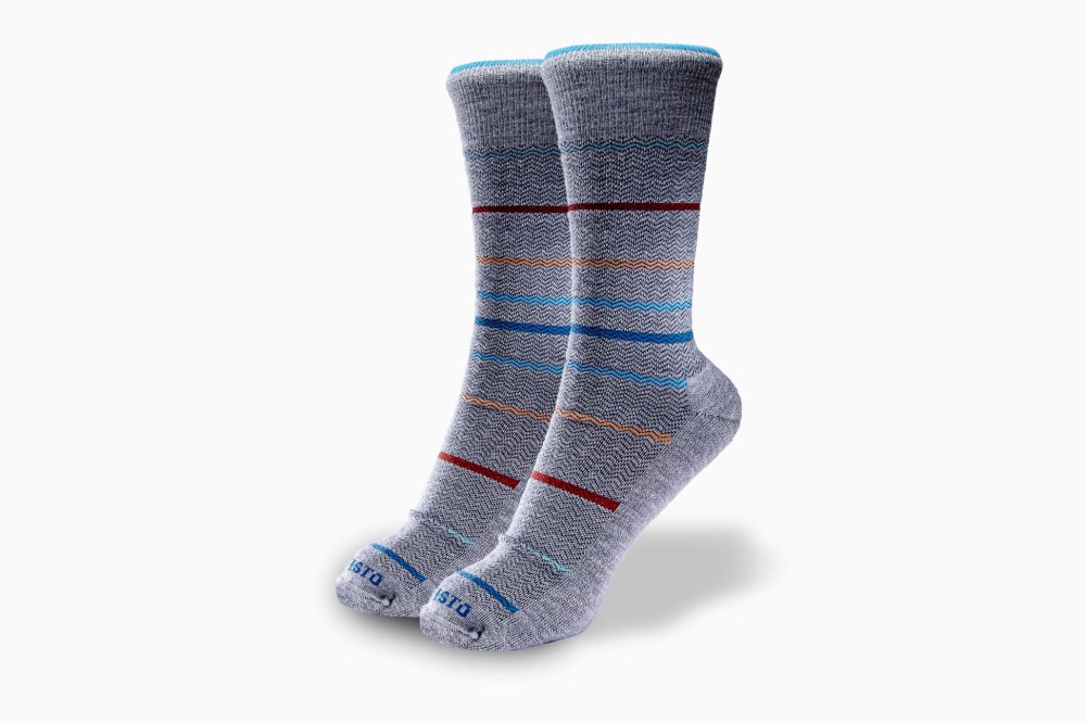Mephisto Herringbone Stripe Sock - LT GREY